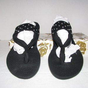 Black Fabric w/Rhinestones Sandals